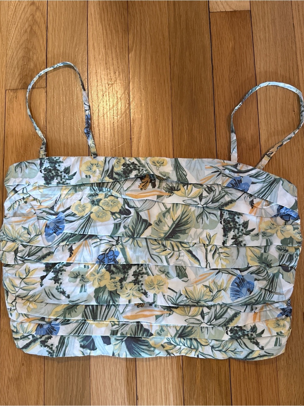 Abercrombie & Fitch pleated floral cotton-blend crop top size medium